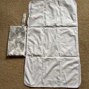 Compact Foldable Baby Changing Pad - White with Gray Buck Print